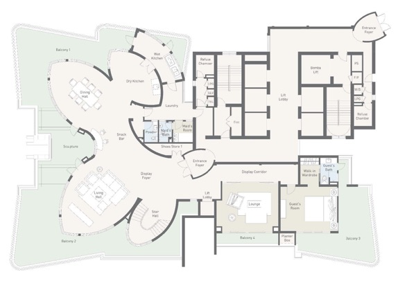 Penthouse floor plan 10,635 sq ft 5 bedroom
